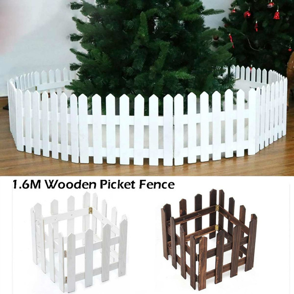 1.6M Christmas Tree Gate Wooden Picket Fence Christmas Tree Skirt Stand Tree Wedding Party Decoration
